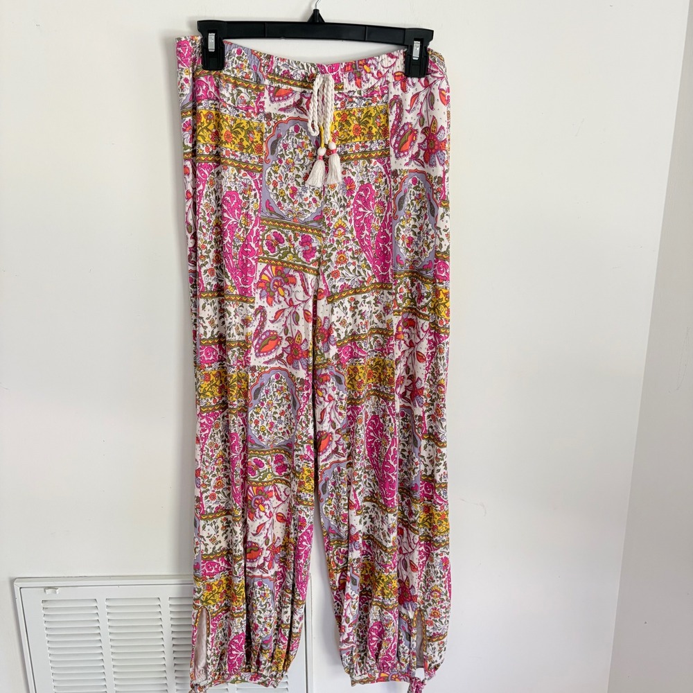 Anthropologie Maelynn Surat Harem Paisley Floral Jogger Pants Med Boho Elastic